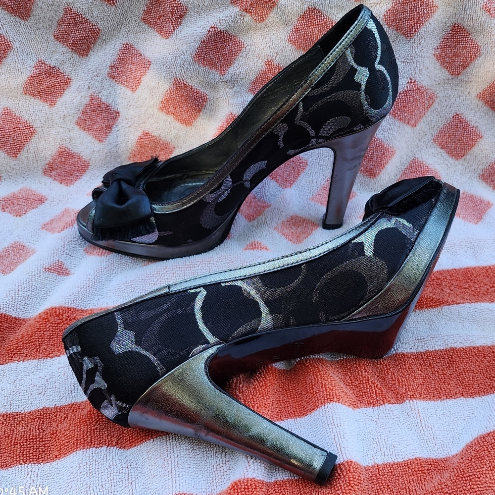 Coach open toe high heels